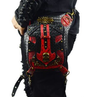Steampunk Waist Black And Red Bags Unisex Leather Xmas Hip Thigh Packs main