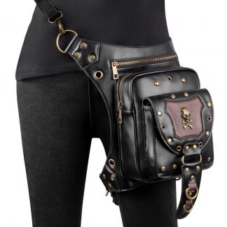 black steampunk wiast bags skull hip bag 1